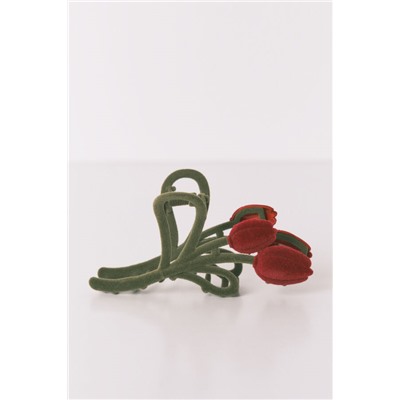 Pinza grande tulipán rojo y verde