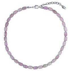 Колье Селена (кунцит 8мм; покрытие родий) 42-47см, Есть комплект