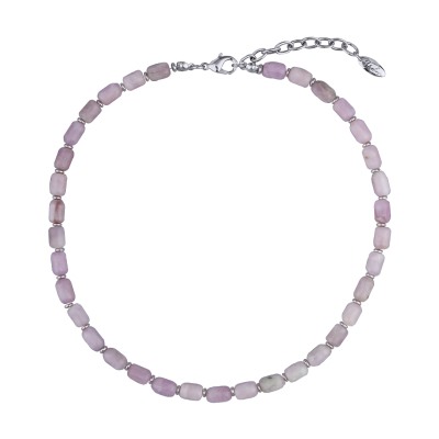 Колье Селена (кунцит 8мм; покрытие родий) 42-47см, Есть комплект