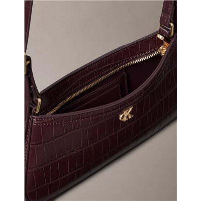 Monogram Logo Hardware Crocodile Print Shoulder Bag