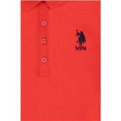 Kız Çocuk Kırmızı Polo Yaka Örme Elbise