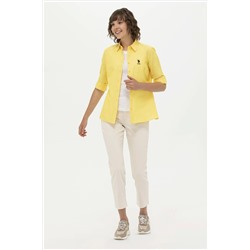 Kadın Sarı Uzun Kollu Basic Gömlek