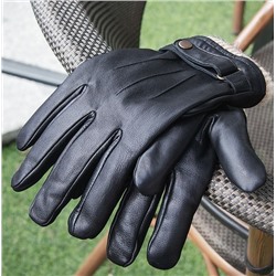 Кожаные тёплые мужские перчатки