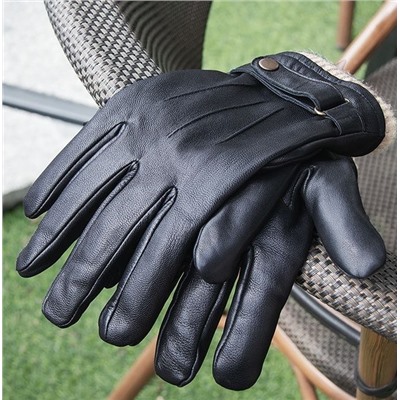 Кожаные тёплые мужские перчатки