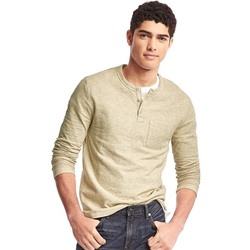 Double-face stripe long sleeve henley