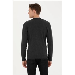 Erkek Antrasit Melanj Basic Triko Hırka