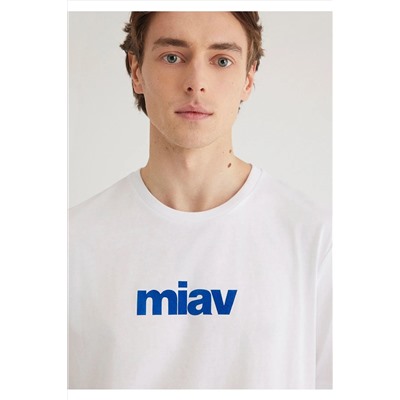 Mavi Miav Baskılı Beyaz Tişört Regular Fit / Normal Kesim 067153-620