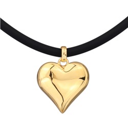 Колье-чокер Сердцебиение (2, 5см, каучук черный; покрытие золото) 43-48см, Есть комплект