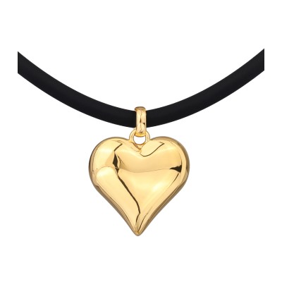 Колье-чокер Сердцебиение (2, 5см, каучук черный; покрытие золото) 43-48см, Есть комплект