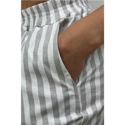 Шорты женские домашние в полоску серые