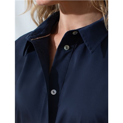 Платье А-силуэта с поясом из легкого хлопкового поплина