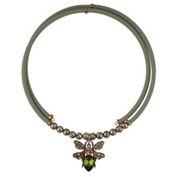 Колье Мотылек (кристаллы SW зеленые, шампань; покрытие бронза), Есть комплект
