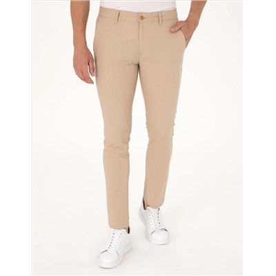 Bej Slim Fit Kanvas Pantolon