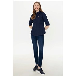 Kadın Lacivert Uzun Kollu Basic Gömlek
