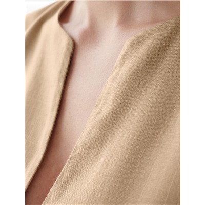 Свободный топ с V-вырезом и цельнокроеным коротким рукавом изо льна с вискозой