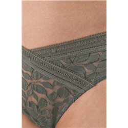 Tanga encaje cintura "V" kaki