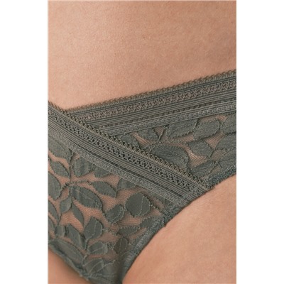 Tanga encaje cintura "V" kaki