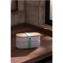 Magou Ahşap Kapaklı 2'li Lunch Box - Mint Yeşili - 2x500 ml