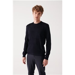 Lacivert Bisiklet Yaka Petek Dokulu Triko Kazak