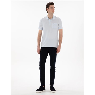 Açık Mavi Regular Fit %100 Pamuk Polo Yaka Basic Tişört