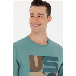 Erkek Mint Bisiklet Yaka Sweatshirt