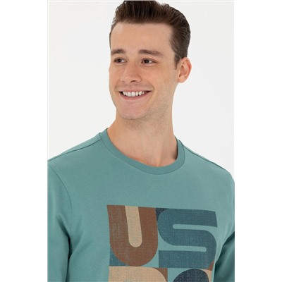 Erkek Mint Bisiklet Yaka Sweatshirt