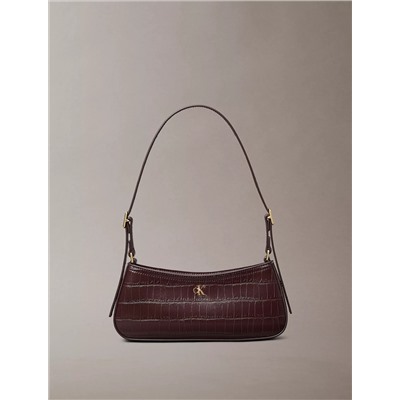 Monogram Logo Hardware Crocodile Print Shoulder Bag