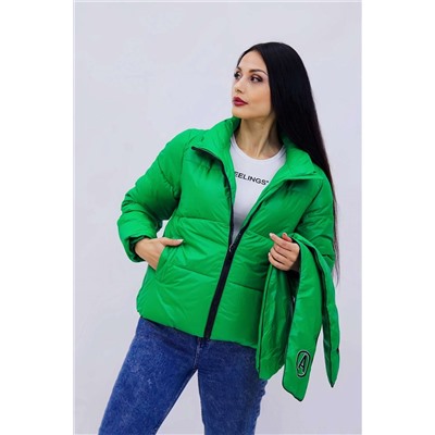 Демисезонная женская куртка весна осень +дутый шарф-косынка 8193