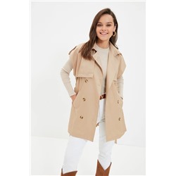 TRENDYOL MODEST Camel Beli Kuşaklı Çift Cepli Trençkot TCTAW22YL0003