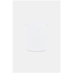 COLD SHOULDER RIBBED T-SHIRT