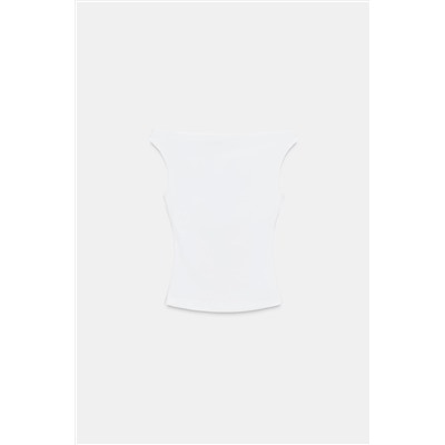 COLD SHOULDER RIBBED T-SHIRT