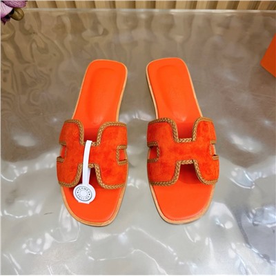 Женские замшевые шлепки с плетением  ХЕРМЕ*С ОРА*Н