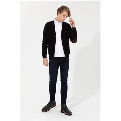 Erkek Siyah Basic Triko Hırka