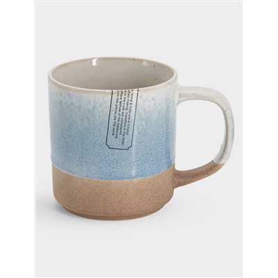 Кружка, 370 мл, керамика, бежево-голубая, в крапинку, Azurro