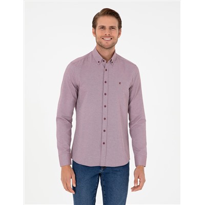 Bordo Slim Fit Uzun Kollu Gömlek