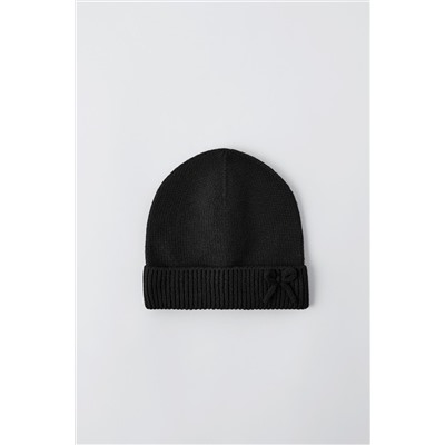KNIT HAT WITH BOW