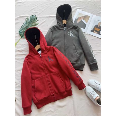 Детская теплая толстовка с изнанкой из искусственного меха, экспорт КЕЛЬВИН КЛАЙ*Н