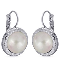 Серьги (Майорка 12мм белая; покрытие родий), Есть комплект