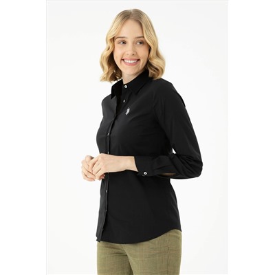 Kadın Siyah Uzun Kollu Basic Gömlek