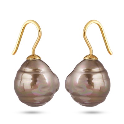 Серьги (Майорка 14мм барочная золотистая; покрытие золото)