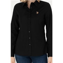 Kadın Siyah Uzun Kollu Basic Gömlek