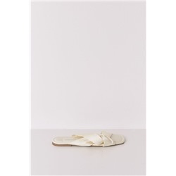 Zapatillas casa satén nudo amarillas