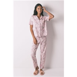 Pijama camisero largo 100% algodón flores