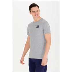 Erkek Gri Melanj Bisiklet Yaka Tişört