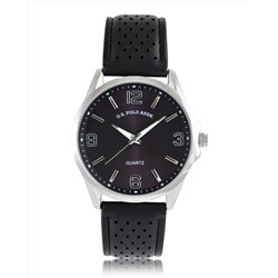 MENS PERFORATED BLACK STRAP ANALOG WATCH