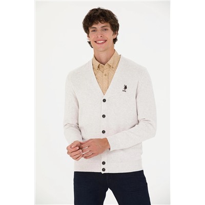 Erkek Taş Melanj Basic Triko Hırka