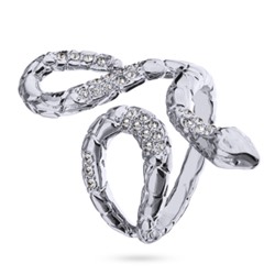 Кольцо Змея (кристаллы SW белые; покрытие родий), Есть комплект