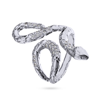 Кольцо Змея (кристаллы SW белые; покрытие родий), Есть комплект