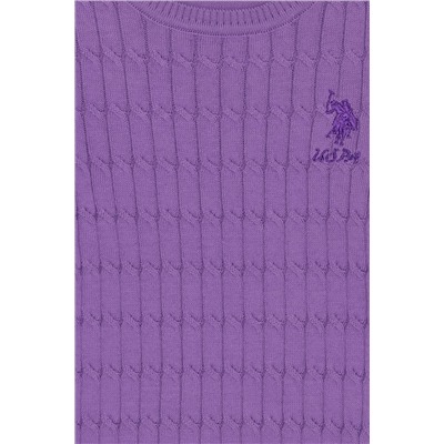 Kız Çocuk Lila Basic Bisiklet Yaka Triko Kazak