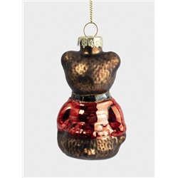 Игрушка елочная, 5х10 см, стекло, коричневая, Мишка в свитере, New year